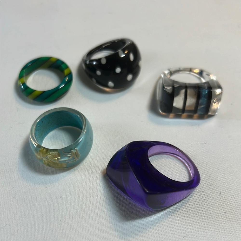 Colorful Resin Ring Set